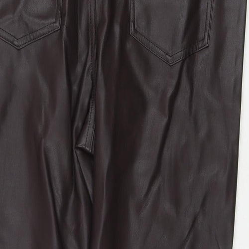 Marks and Spencer Womens Brown Polyester Trousers Size 18 L25 in Regular Zip - Short