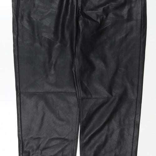 Marks and Spencer Womens Black Polyester Trousers Size 18 L29 in Regular Zip - Short