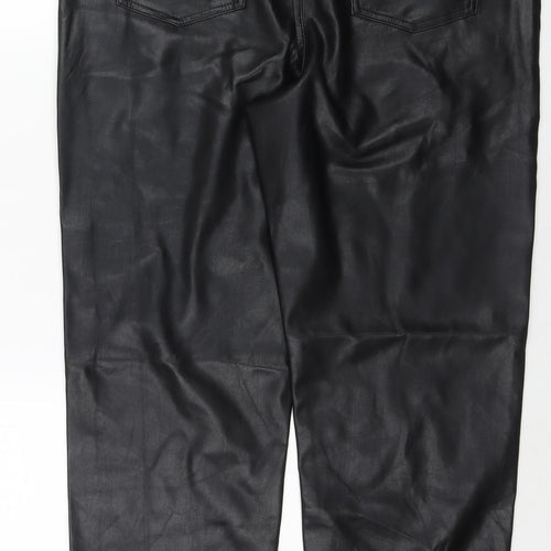 Marks and Spencer Womens Black Polyester Trousers Size 18 L29 in Regular Zip - Short