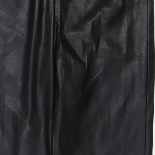 Marks and Spencer Womens Black Polyester Trousers Size 18 L29 in Regular Zip - Short