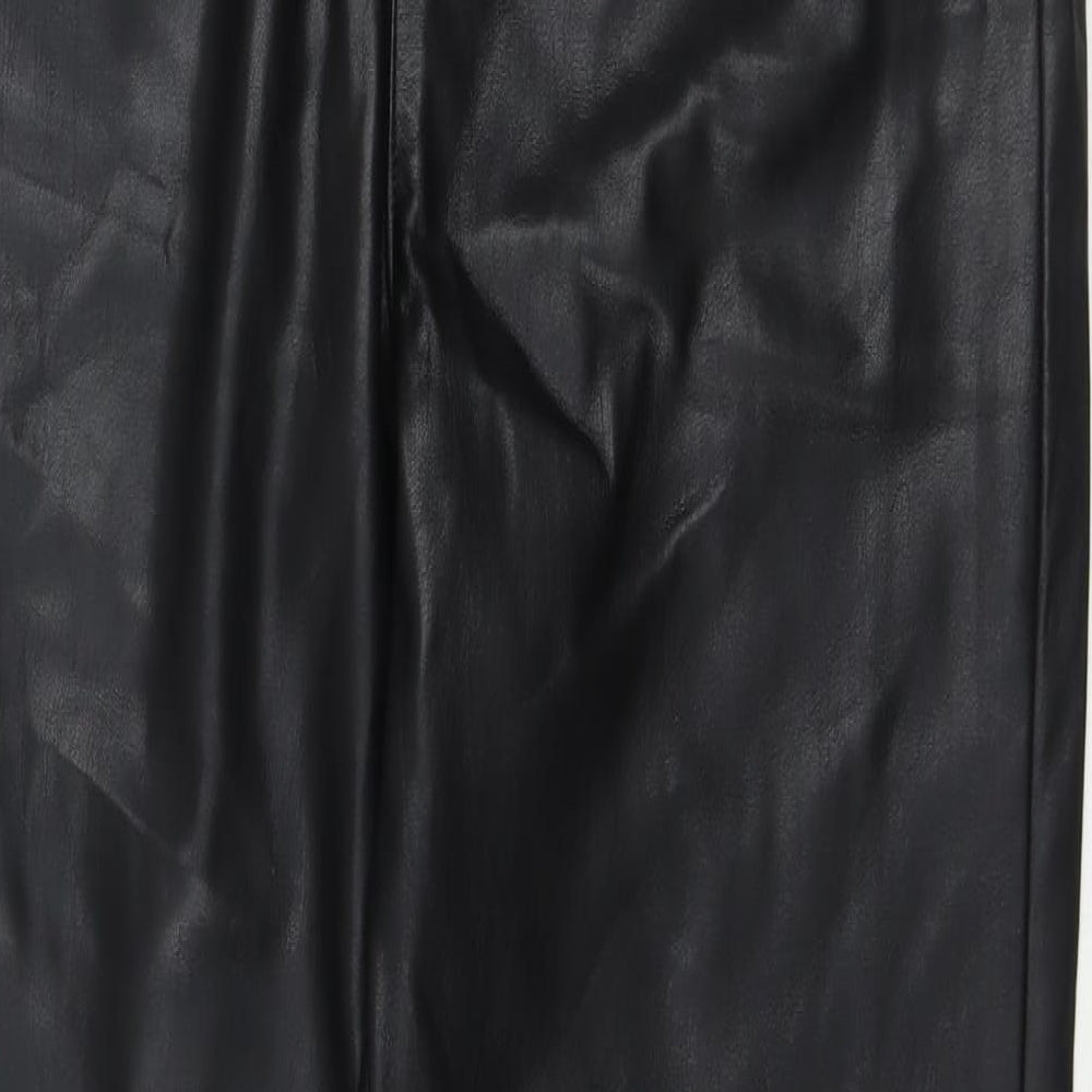 Marks and Spencer Womens Black Polyester Trousers Size 18 L29 in Regular Zip - Short