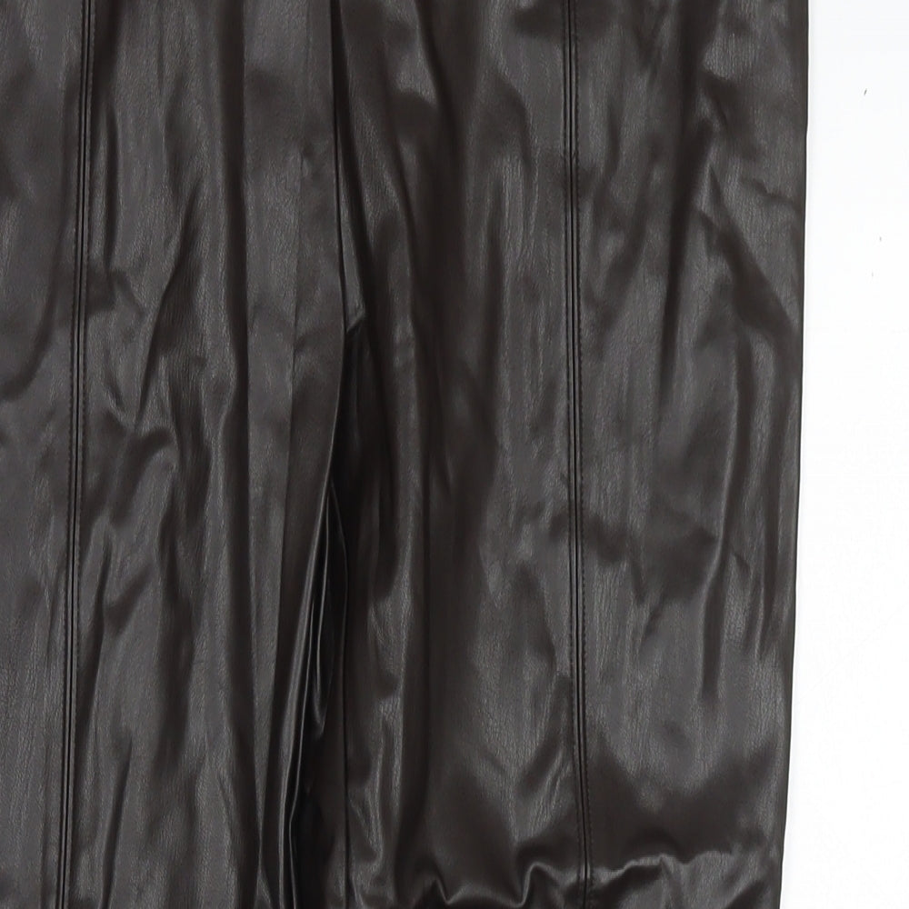 Marks and Spencer Womens Brown Polyester Pedal Pusher Trousers Size 18 L26 in Regular