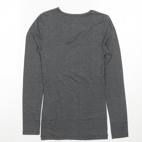 Marks and Spencer Womens Grey Acrylic Basic T-Shirt Size 8 Round Neck - Thermal