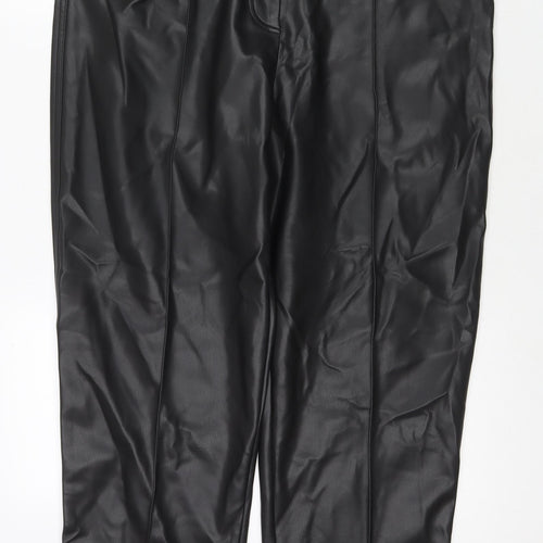 Marks and Spencer Womens Black Polyester Trousers Size 18 L26 in Regular Zip