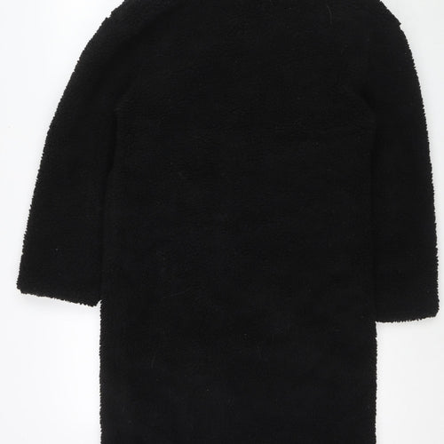 PRETTYLITTLETHING Womens Black Overcoat Coat Size 4 Button