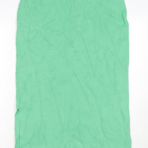Marks and Spencer Womens Green Viscose Maxi Skirt Size L - Side Slit(s)
