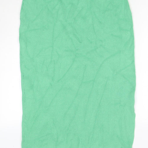 Marks and Spencer Womens Green Viscose Maxi Skirt Size L - Side Slit(s)