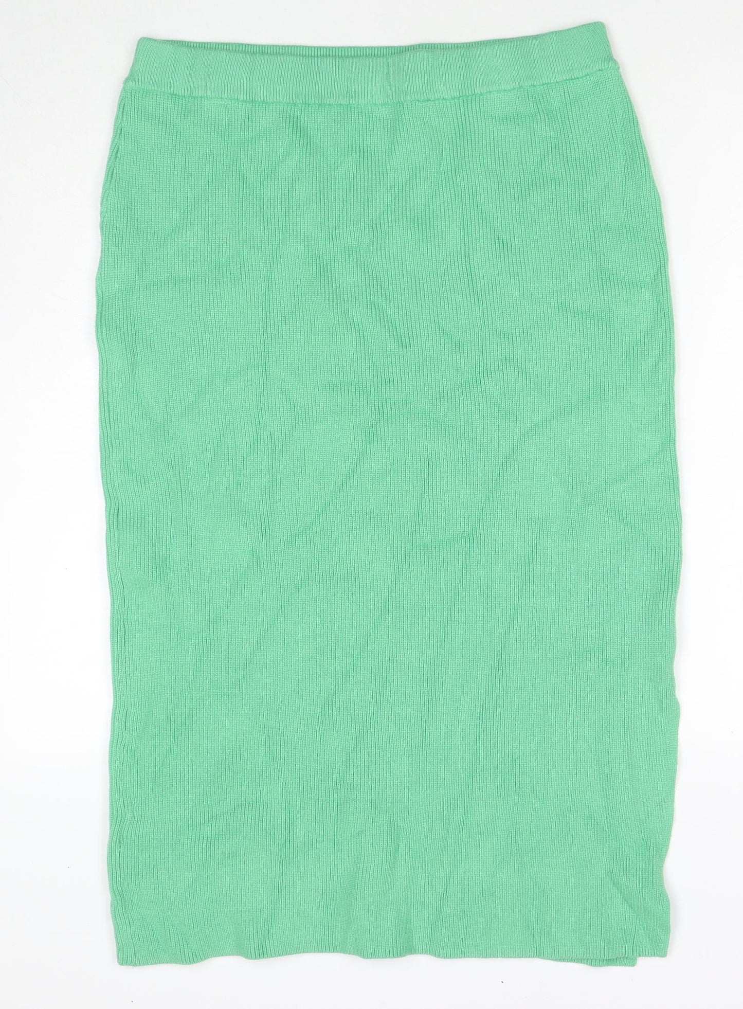 Marks and Spencer Womens Green Viscose Maxi Skirt Size L - Side Slit(s)