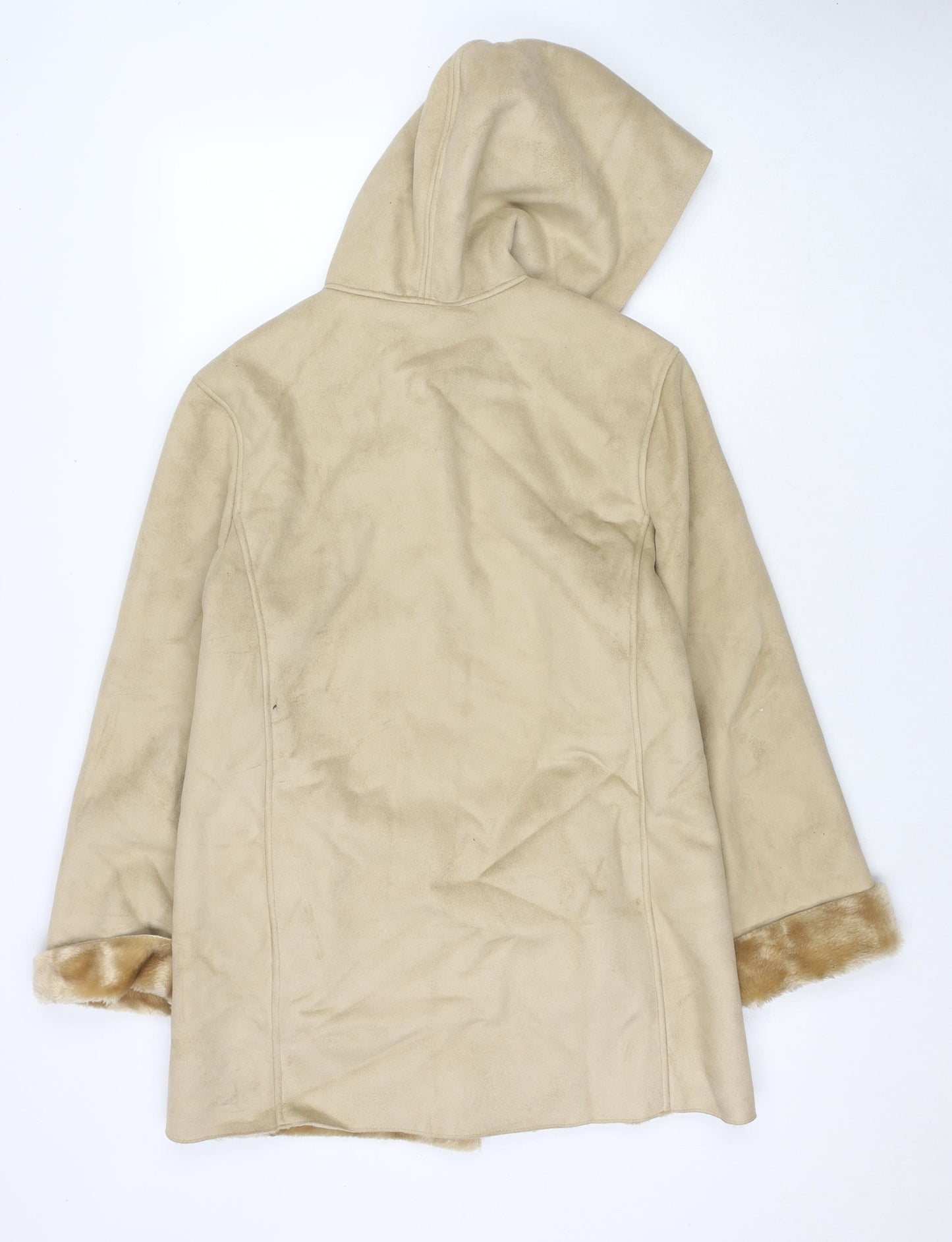 Marks and Spencer Womens Beige Pea Coat Coat Size 10 Button - Suede Type