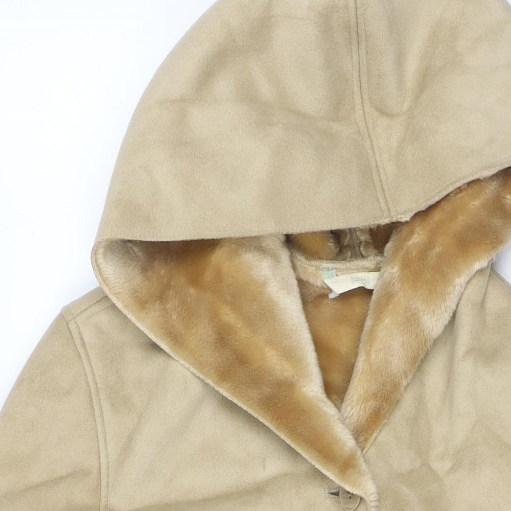 Marks and Spencer Womens Beige Pea Coat Coat Size 10 Button - Suede Type