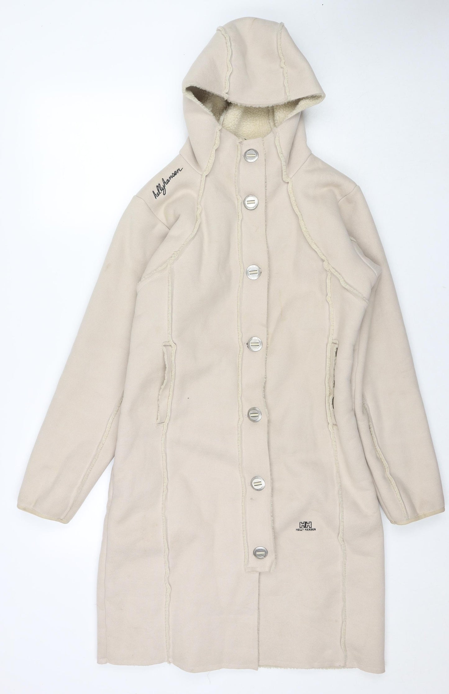 Helly Hansen Womens Beige Pea Coat Coat Size M Button - Suede Type
