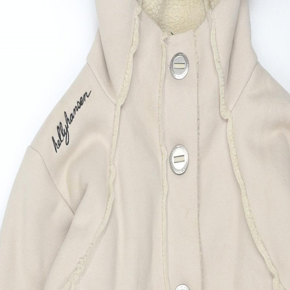 Helly Hansen Womens Beige Pea Coat Coat Size M Button - Suede Type