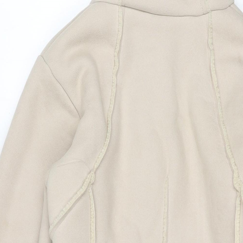 Helly Hansen Womens Beige Pea Coat Coat Size M Button - Suede Type