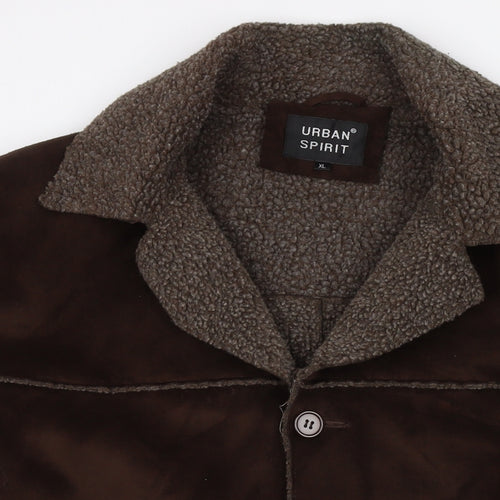 UrbanSpirit Womens Brown Overcoat Coat Size XL Button - Suede Type