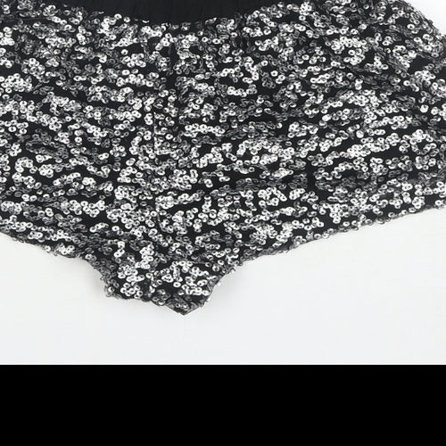 Zara Womens Black Polyester Hot Pants Shorts Size XS L3 in Regular Pull On - Sequin Detail