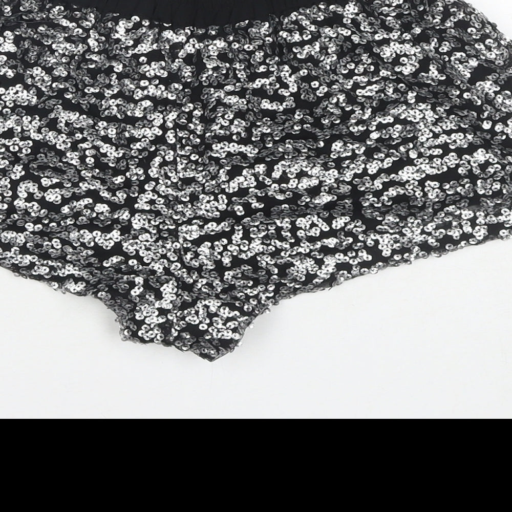 Zara Womens Black Polyester Hot Pants Shorts Size XS L3 in Regular Pull On - Sequin Detail