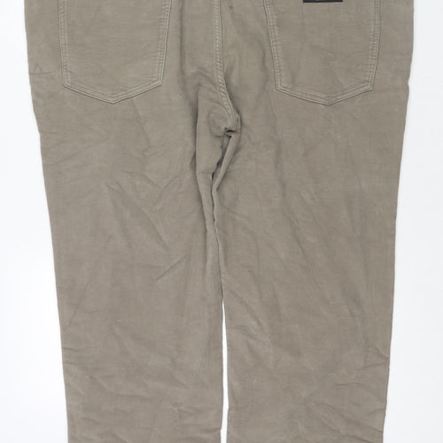 Marks and Spencer Mens Beige Cotton Trousers Size 46 in L29 in Regular Zip