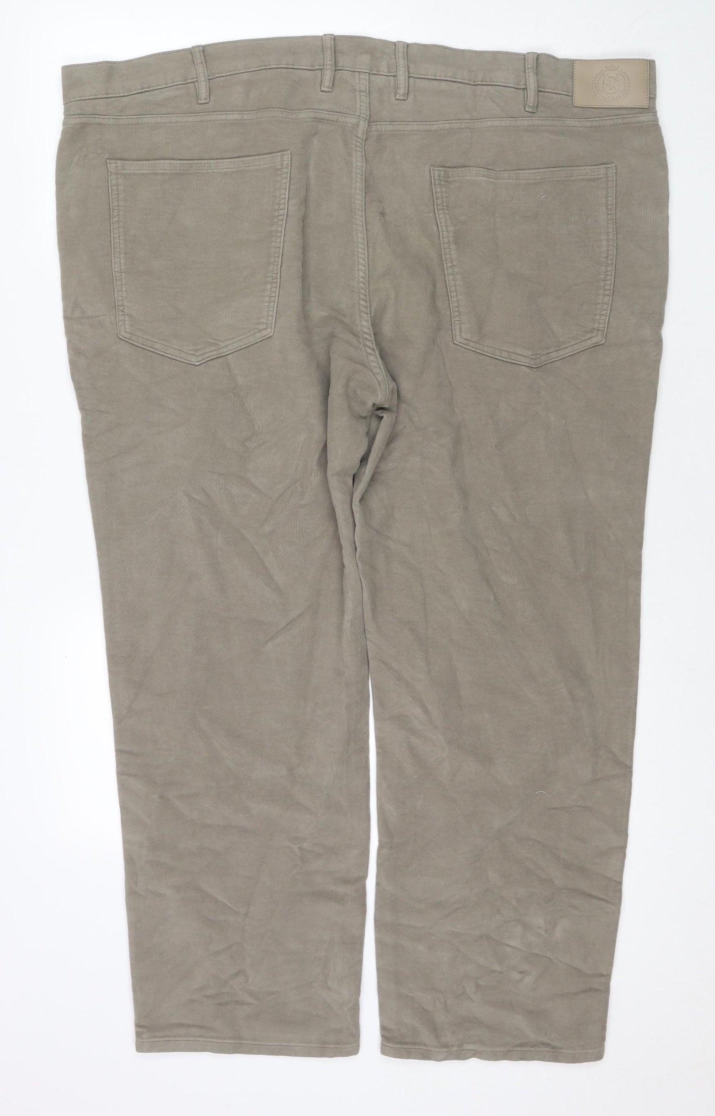 Marks and Spencer Mens Beige Cotton Trousers Size 46 in L29 in Regular Zip