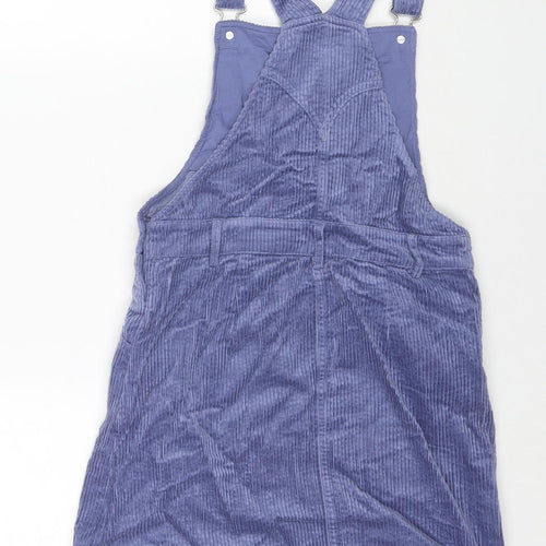 Marks and Spencer Girls Purple Cotton Pinafore/Dungaree Dress Size 11-12 Years Square Neck Button