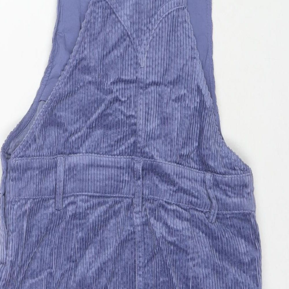 Marks and Spencer Girls Purple Cotton Pinafore/Dungaree Dress Size 11-12 Years Square Neck Button