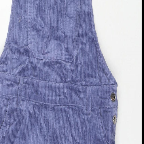 Marks and Spencer Girls Purple Cotton Pinafore/Dungaree Dress Size 11-12 Years Square Neck Button