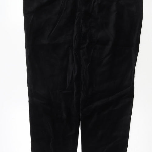 Marks and Spencer Womens Black Cotton Trousers Size 16 L26 in Regular Zip