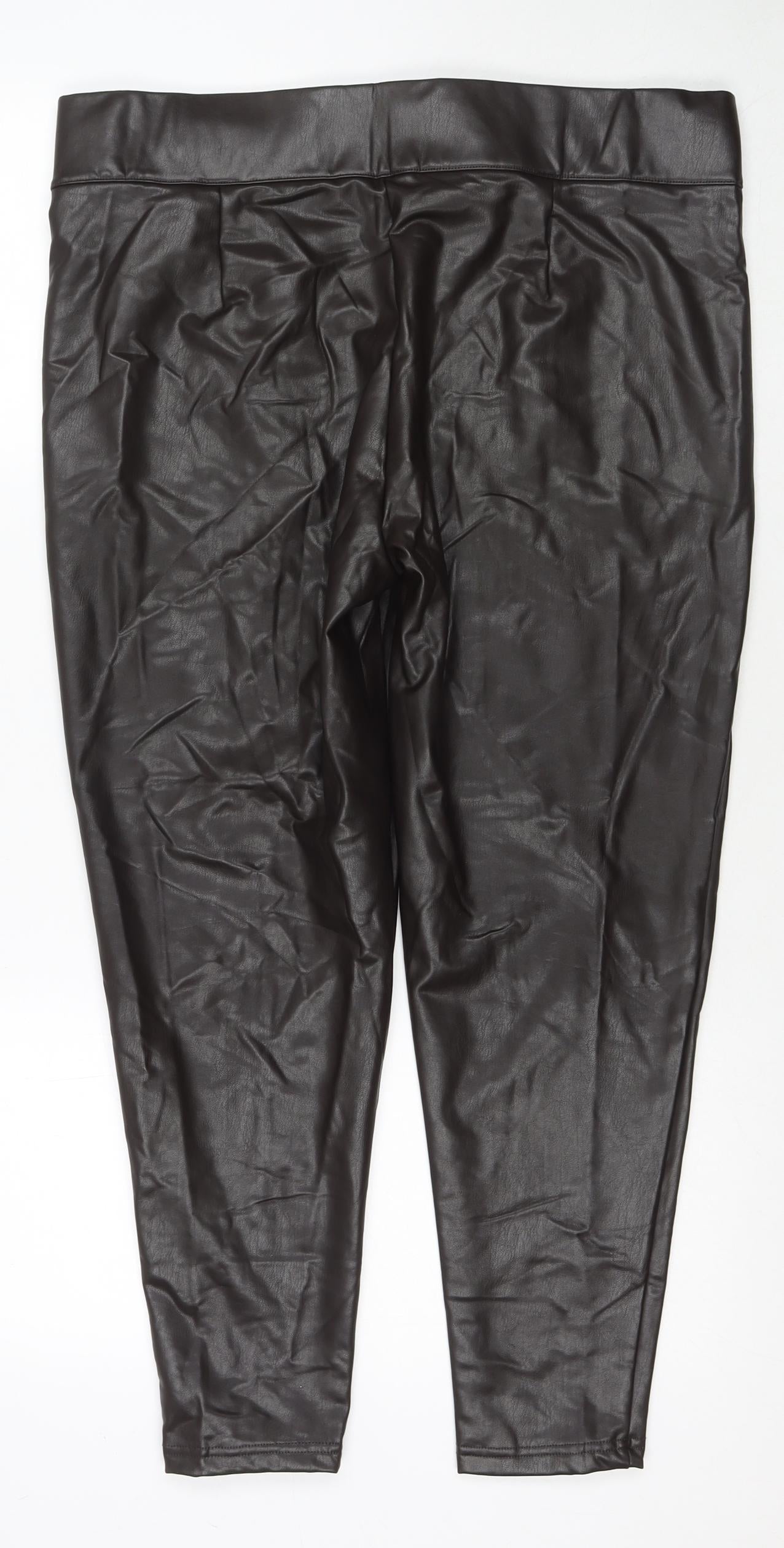 Marks and Spencer Womens Brown Polyester Pedal Pusher Trousers Size 18 L25 in Regular