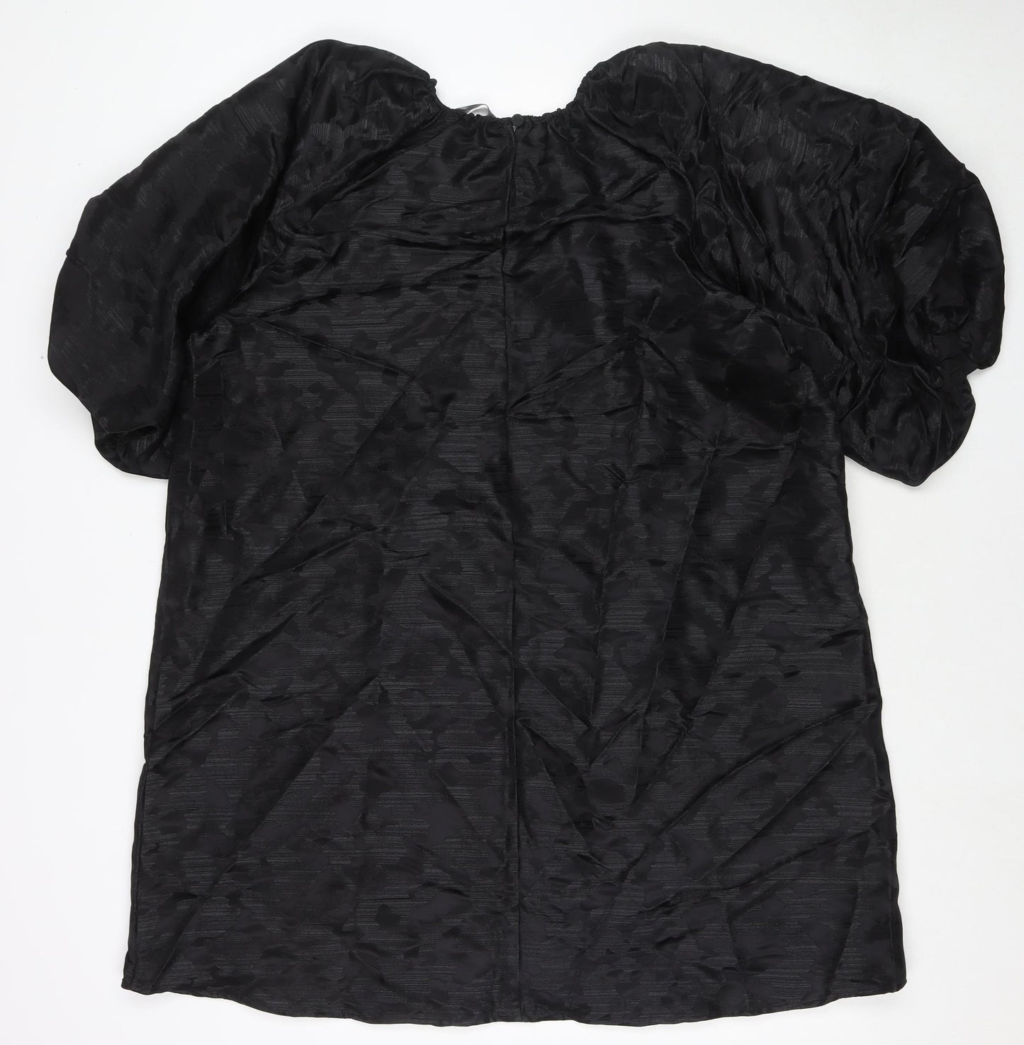 Marks and Spencer Womens Black Polyester A-Line Size 16 Round Neck Button