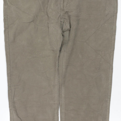 Marks and Spencer Mens Beige Cotton Trousers Size 40 in L29 in Regular Zip