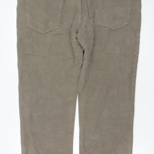 Marks and Spencer Mens Beige Cotton Trousers Size 40 in L29 in Regular Zip