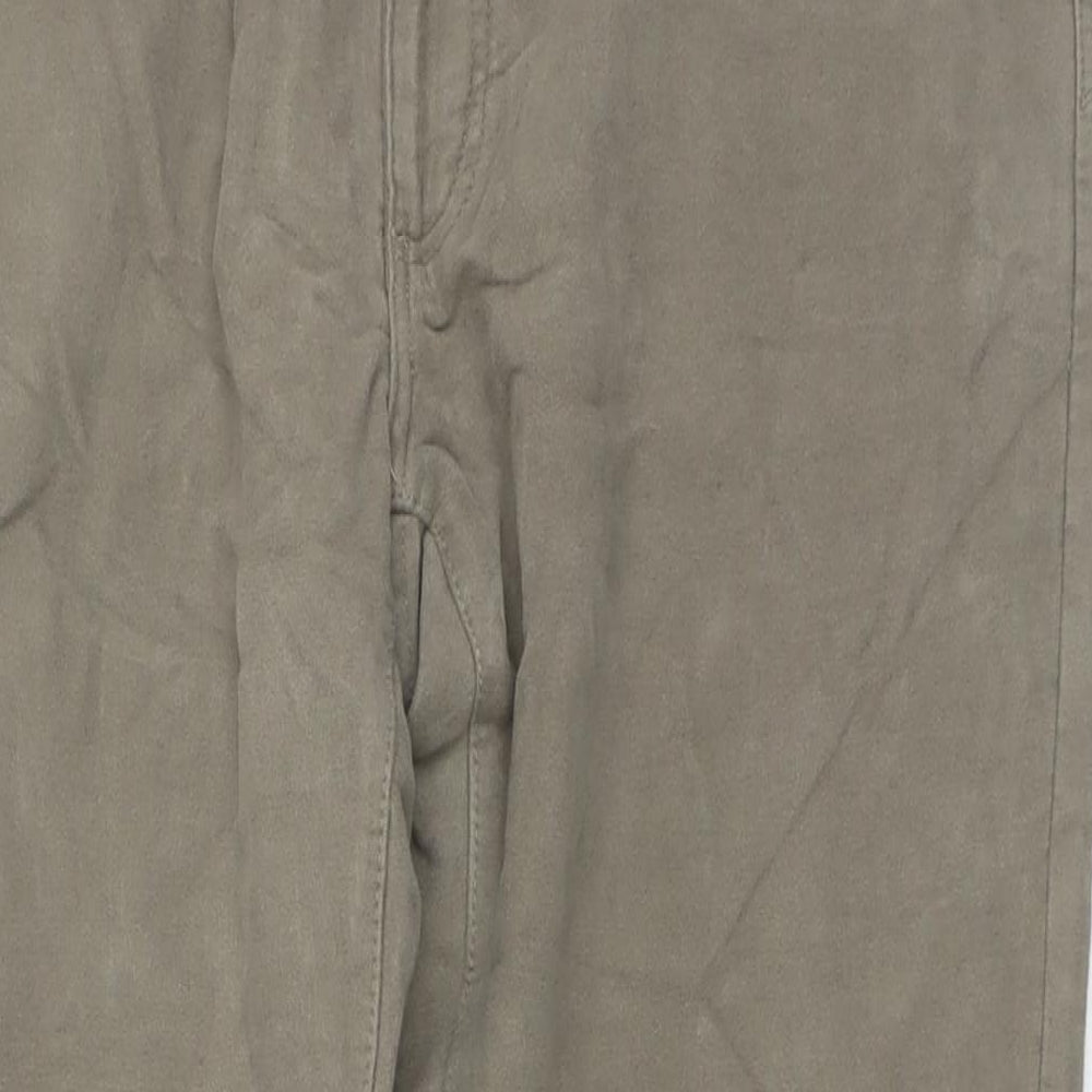 Marks and Spencer Mens Beige Cotton Trousers Size 40 in L29 in Regular Zip