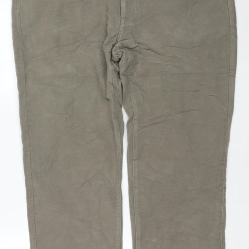 Marks and Spencer Mens Beige Cotton Trousers Size 42 in L33 in Regular Zip