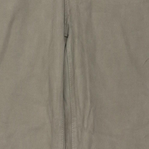 Marks and Spencer Mens Beige Cotton Trousers Size 42 in L33 in Regular Zip