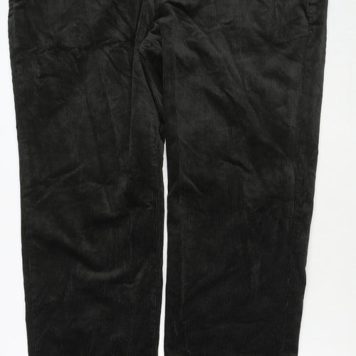 Marks and Spencer Mens Green Cotton Trousers Size 44 in L33 in Regular Zip