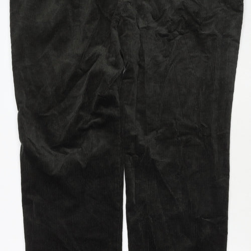 Marks and Spencer Mens Green Cotton Trousers Size 44 in L33 in Regular Zip