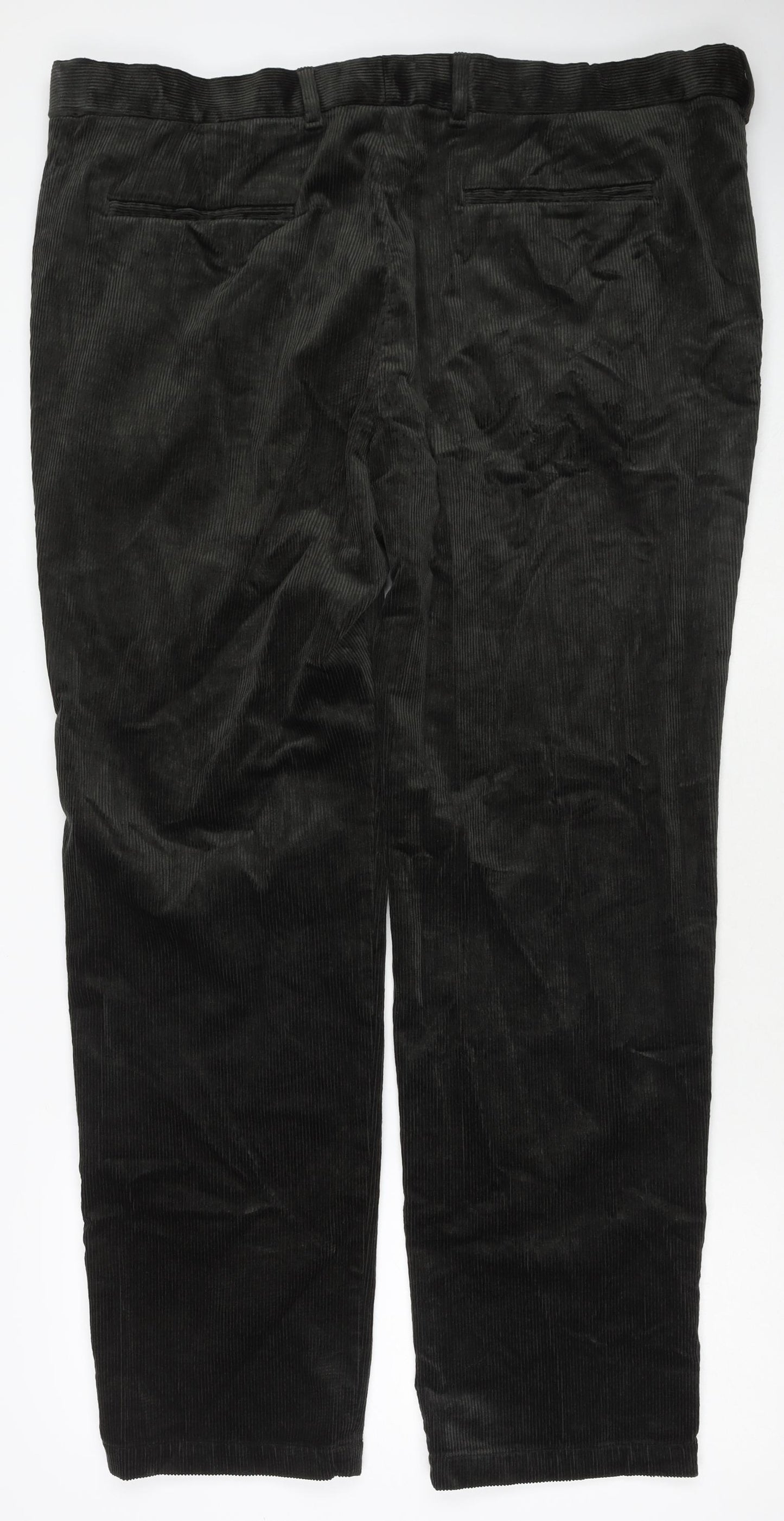 Marks and Spencer Mens Green Cotton Trousers Size 44 in L33 in Regular Zip