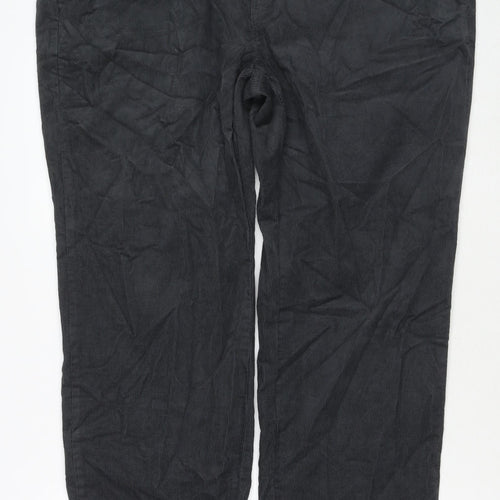Marks and Spencer Mens Grey Cotton Trousers Size 44 in L33 in Regular Zip