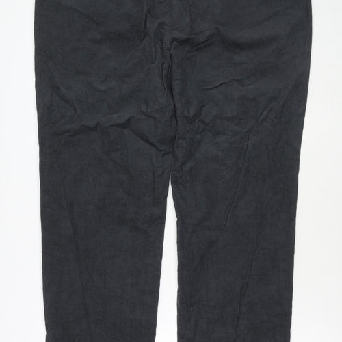 Marks and Spencer Mens Grey Cotton Trousers Size 44 in L33 in Regular Zip