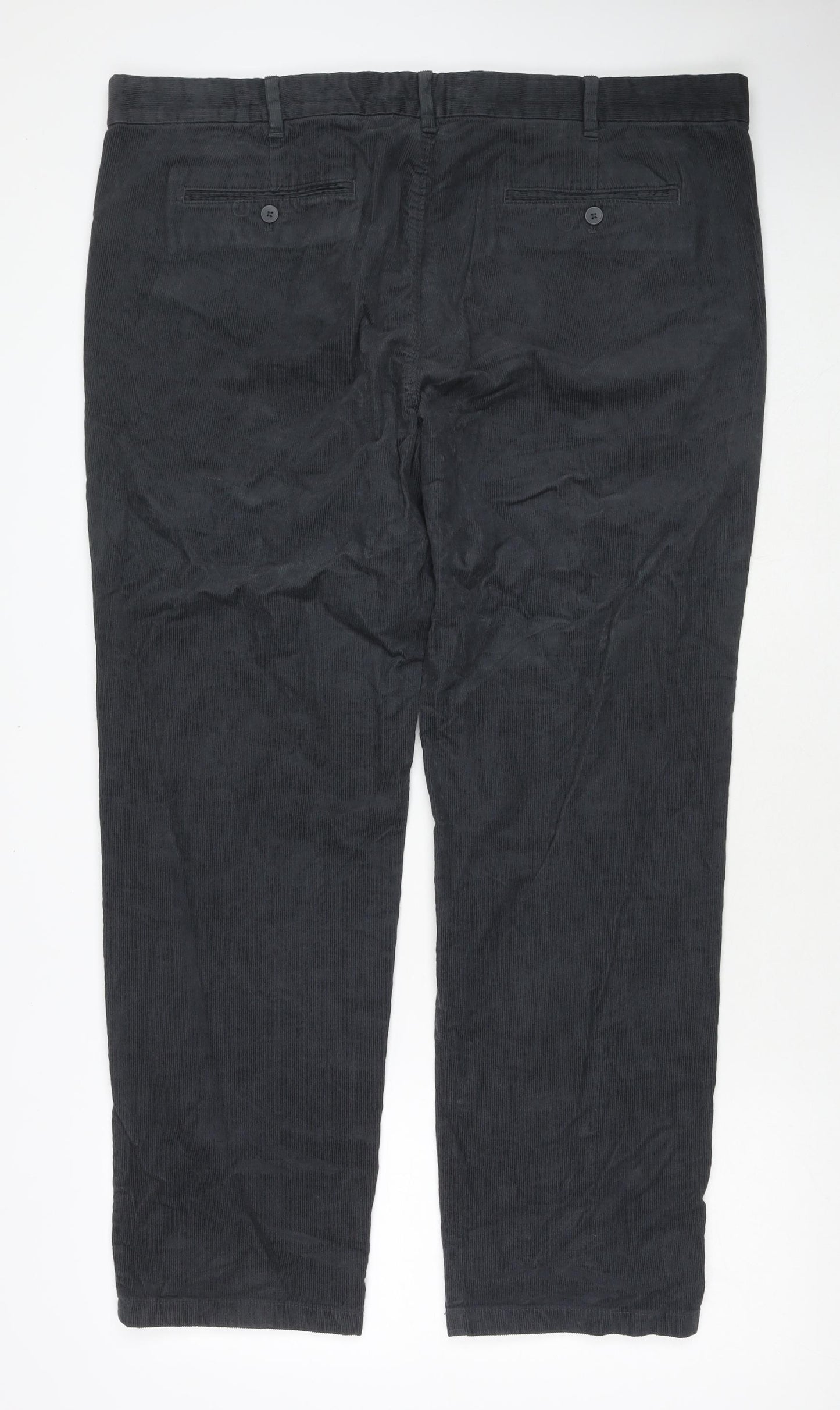 Marks and Spencer Mens Grey Cotton Trousers Size 44 in L33 in Regular Zip