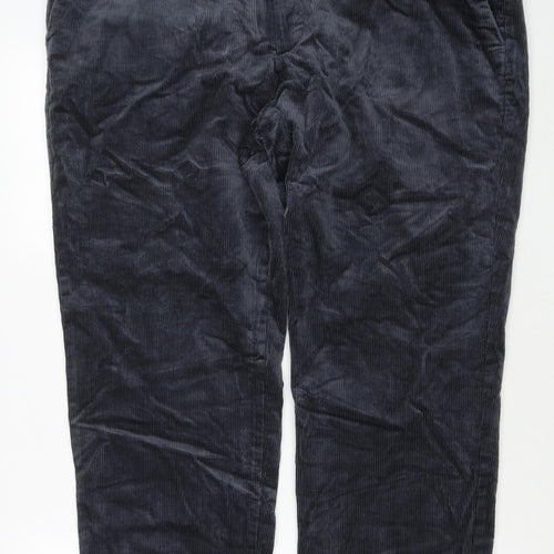 Marks and Spencer Mens Blue Cotton Trousers Size 44 in L29 in Regular Zip