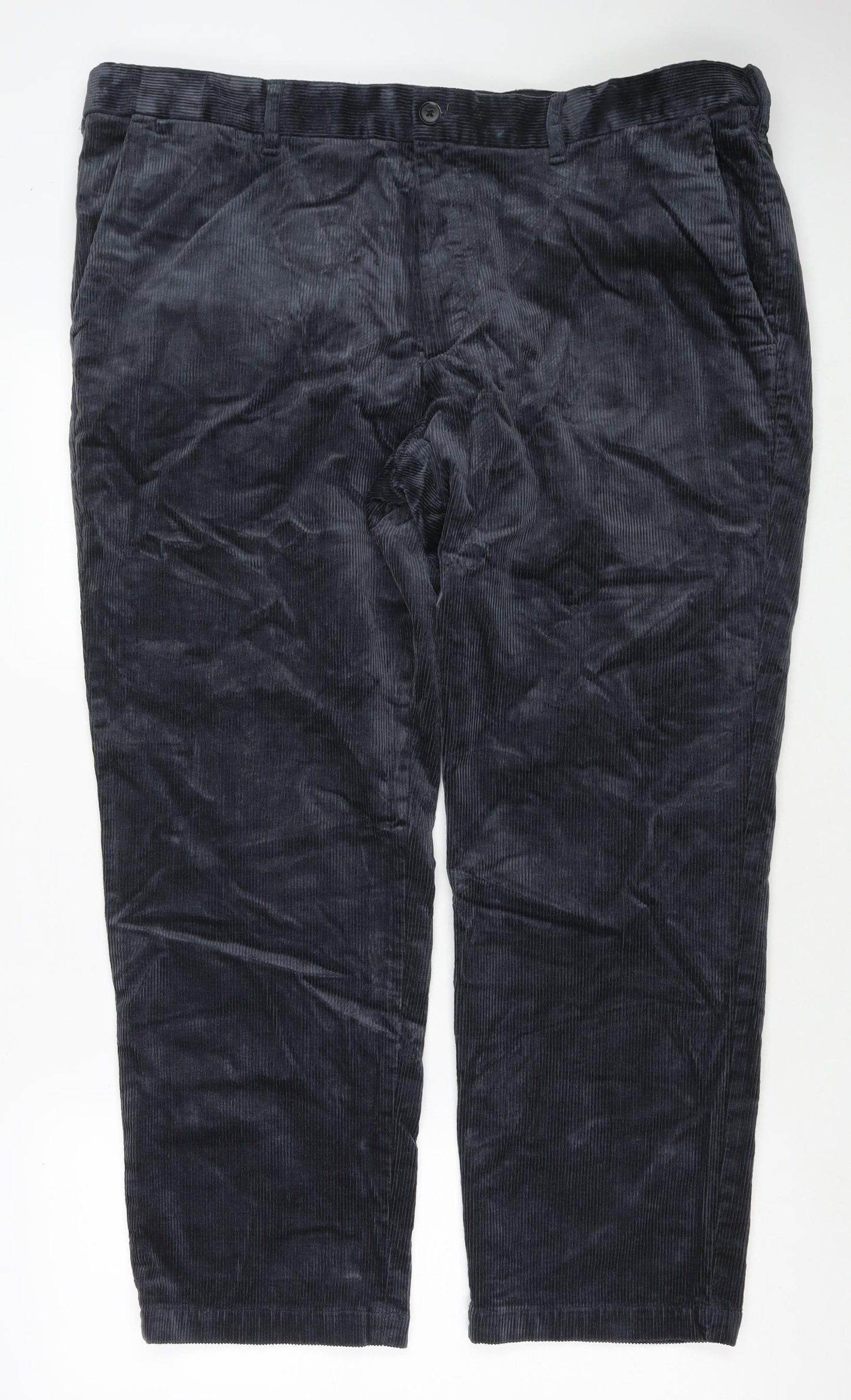 Marks and Spencer Mens Blue Cotton Trousers Size 44 in L29 in Regular Zip