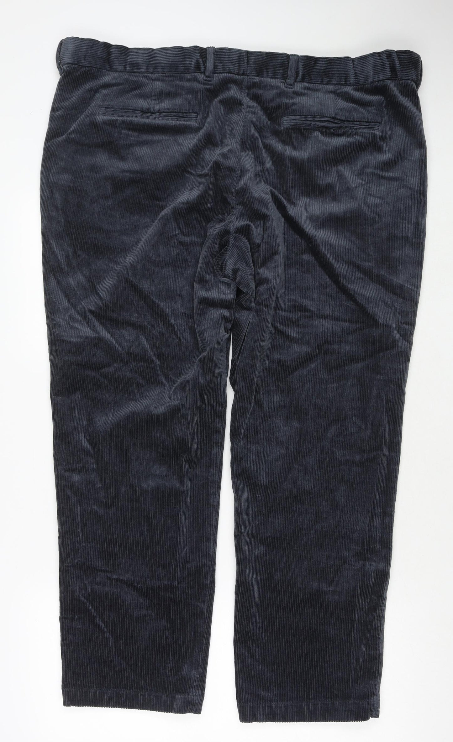 Marks and Spencer Mens Blue Cotton Trousers Size 44 in L29 in Regular Zip