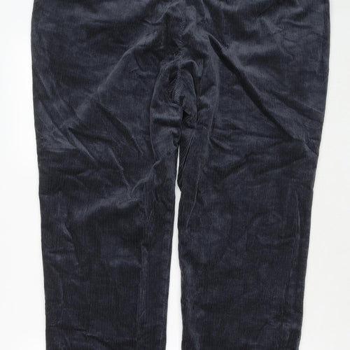 Marks and Spencer Mens Blue Cotton Trousers Size 42 in L31 in Regular Zip