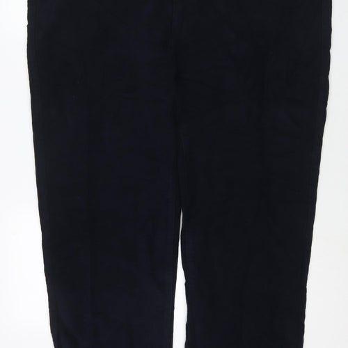 Marks and Spencer Mens Blue Cotton Trousers Size 46 in L31 in Regular Zip