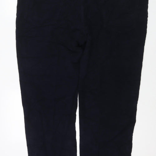 Marks and Spencer Mens Blue Cotton Trousers Size 46 in L31 in Regular Zip