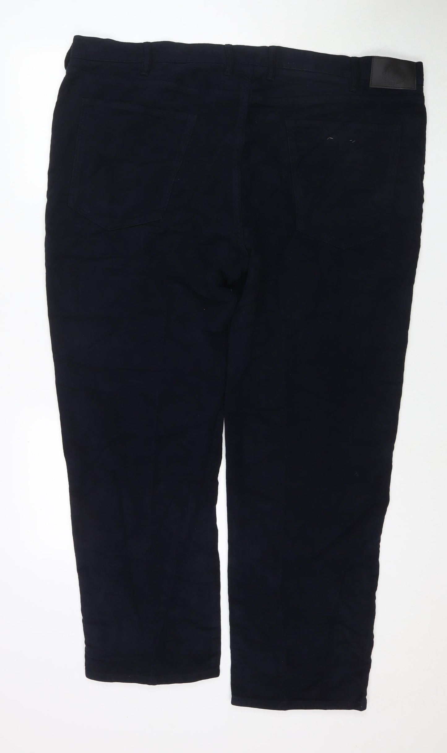 Marks and Spencer Mens Blue Cotton Trousers Size 46 in L31 in Regular Zip