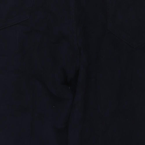 Marks and Spencer Mens Blue Cotton Trousers Size 46 in L31 in Regular Zip