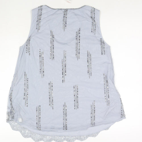 Together Womens Blue Polyester Basic Blouse Size 12 Round Neck - Sequin Detail