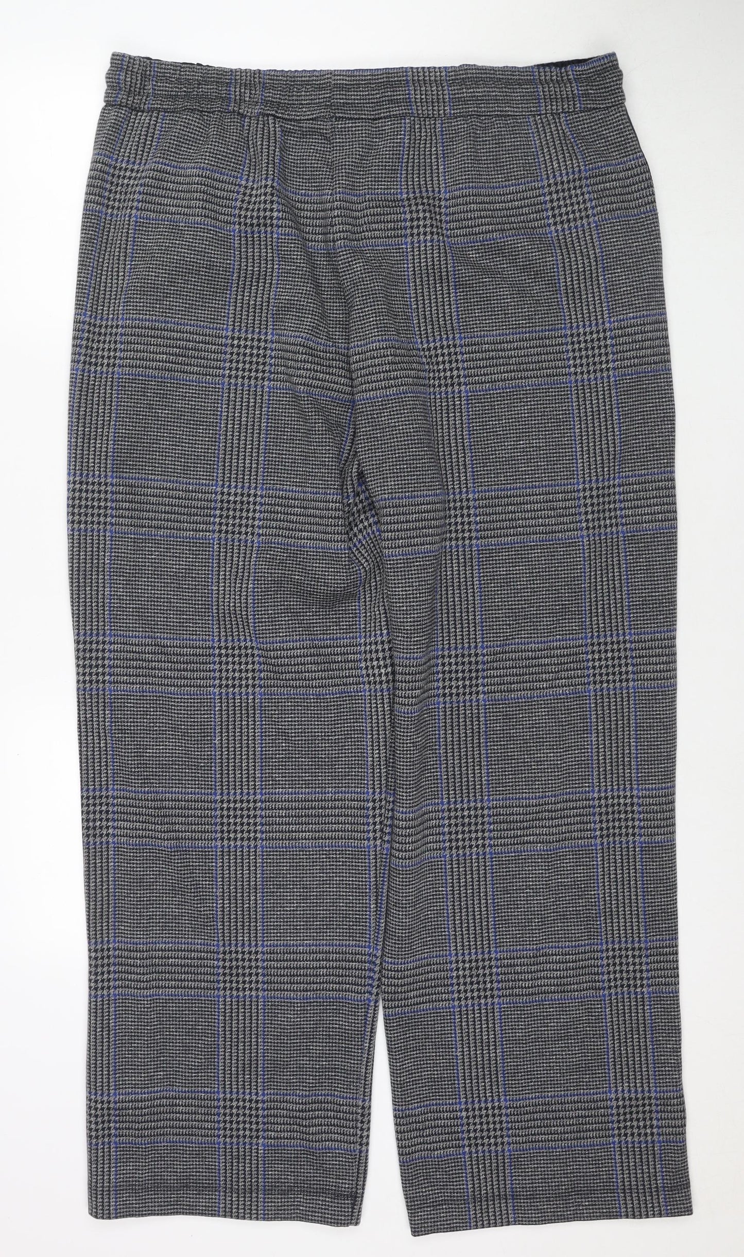 Marks and Spencer Womens Grey Herringbone Polyester Trousers Size 20 L30 in Regular Drawstring