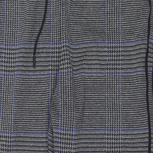 Marks and Spencer Womens Grey Herringbone Polyester Trousers Size 20 L30 in Regular Drawstring